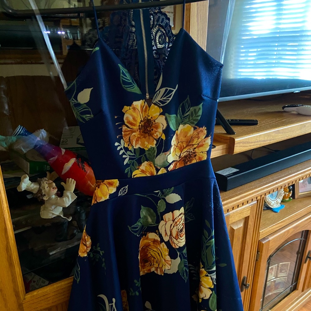 Navy Blue floral short dress